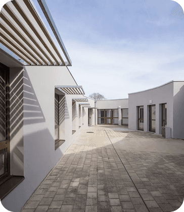 Exterior of a modern white building